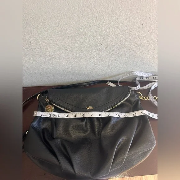 JUICY COUTURE BLACK FAUX LEATHER PURSE HAND/SHOULDER CROSSBODY BAG W/GOLD TRIM - Picture 9 of 16